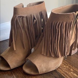 Carlos Suede Fringe Booties